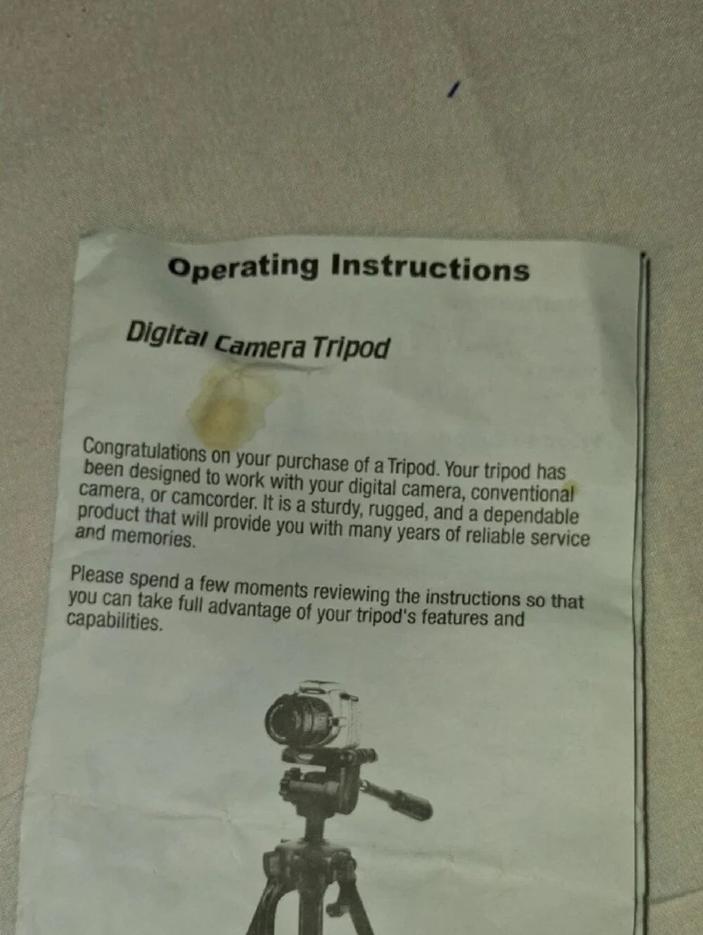 Digital Black Camera or Camcorder Tripod With Expanding Legs